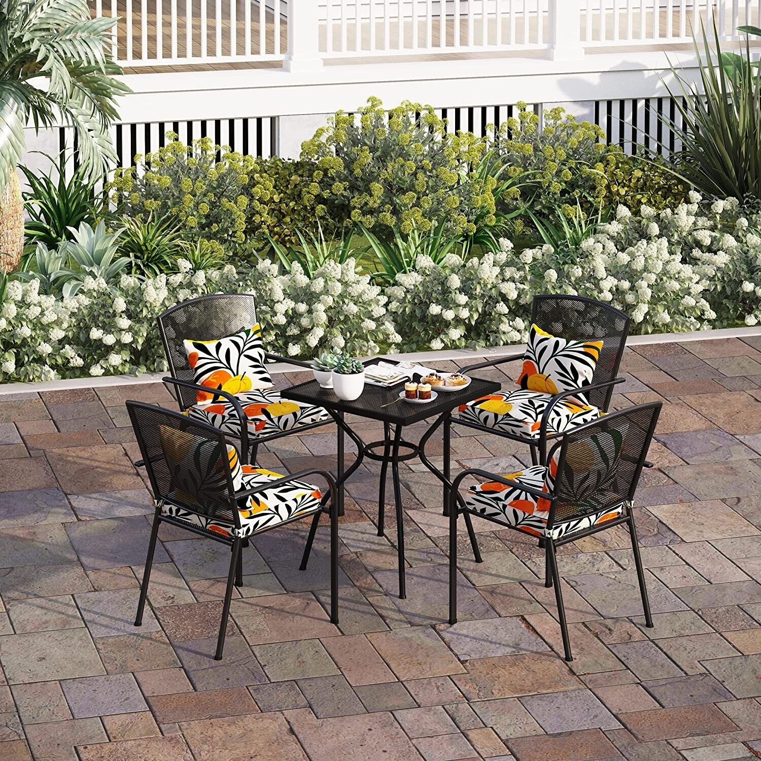 Outdoor Patio Dining Table 4 Person Square Garden Tables Metal Garden Furniture