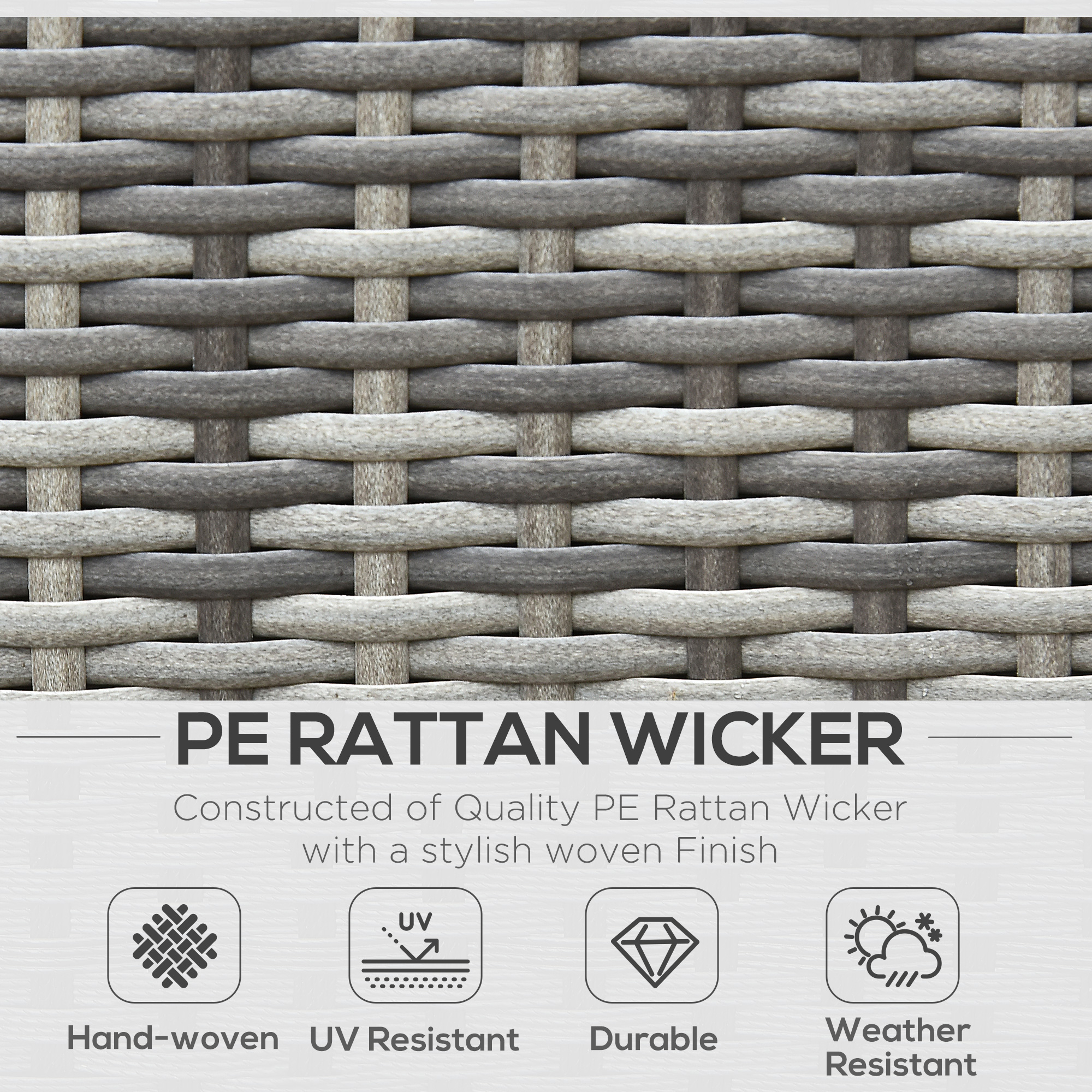 Outside Rattan Wicker Chair/Sectional Set for Patio w/ Glass Coffee Table