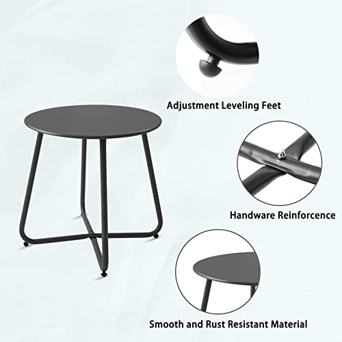 Waterproof Round Metal Outdoor Side Table, Black