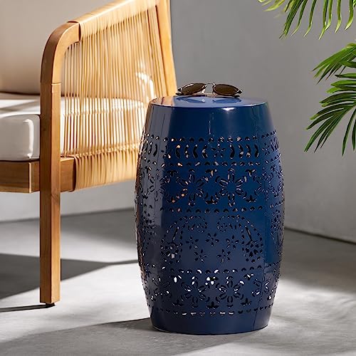 Christopher Knight Home Ruby Outdoor 12" Iron Side Table, Dark Blue