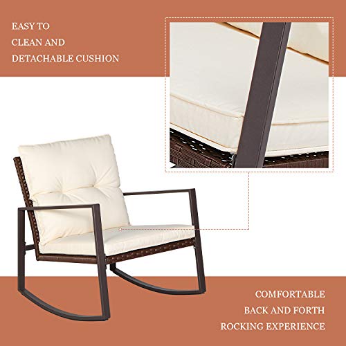 SUNCROWN Bistro Set Rocking Chairs with Coffee Table