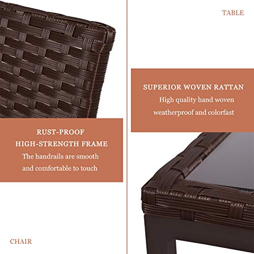 SUNCROWN Bistro Set Rocking Chairs with Coffee Table