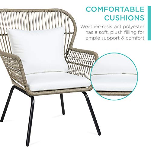 3-Piece Outdoor Wicker Bistro Set with Chairs and Table