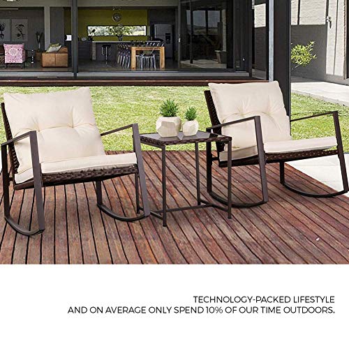 SUNCROWN Bistro Set Rocking Chairs with Coffee Table