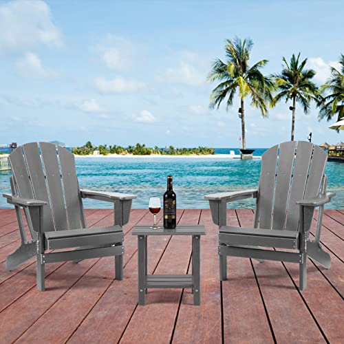 Apolimi Adirondack Outdoor Side Table, 2-Tier Sturdy Patio End Table Weather Resistant, 16.5" Solid Side Table for Patio, Pool, Porch (Light Grey)