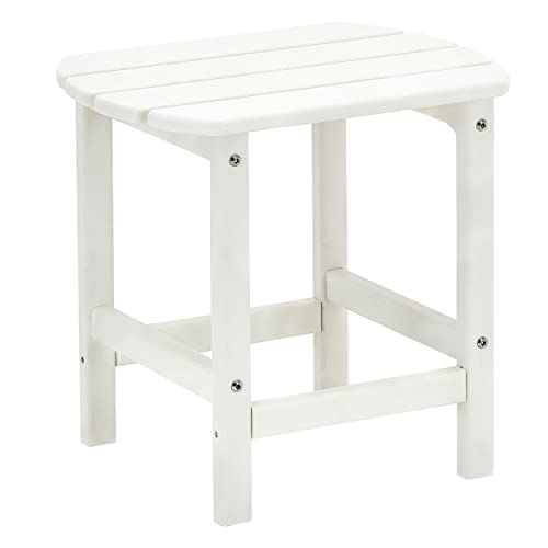 KISUN White Outdoor Side Table Weather Resistant HDPE Adirondack Table (White)