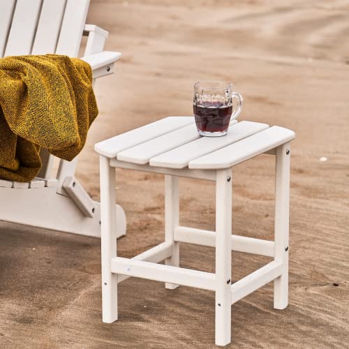 KISUN White Outdoor Side Table Weather Resistant HDPE Adirondack Table (White)