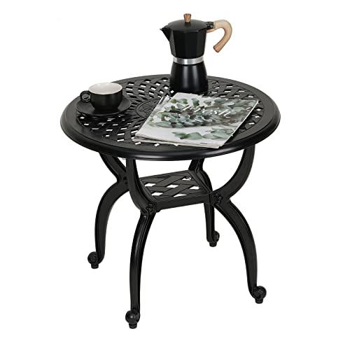 Outdoor Cast Aluminum Side Table - Black