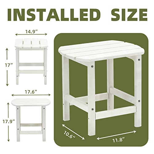KISUN White Outdoor Side Table Weather Resistant HDPE Adirondack Table (White)