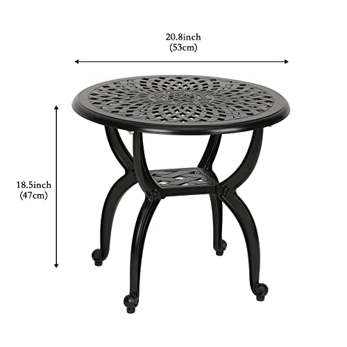 Outdoor Cast Aluminum Side Table - Black