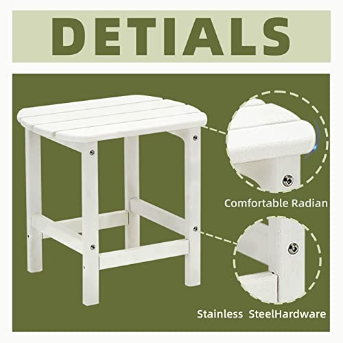 KISUN White Outdoor Side Table Weather Resistant HDPE Adirondack Table (White)