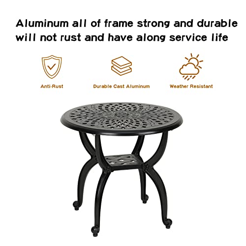 Outdoor Cast Aluminum Side Table - Black