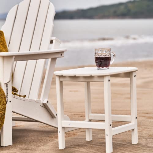 KISUN White Outdoor Side Table Weather Resistant HDPE Adirondack Table (White)