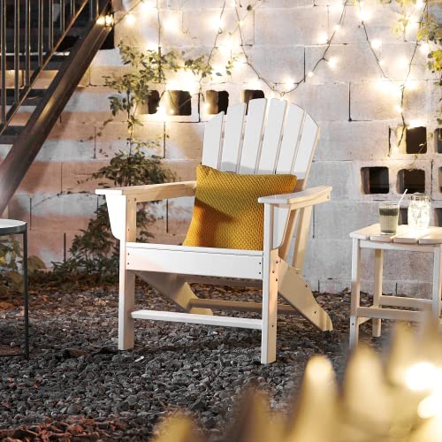 KISUN White Outdoor Side Table Weather Resistant HDPE Adirondack Table (White)