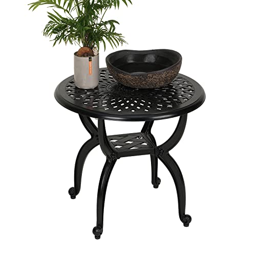Outdoor Cast Aluminum Side Table - Black