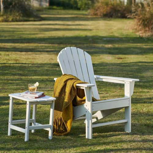 KISUN White Outdoor Side Table Weather Resistant HDPE Adirondack Table (White)