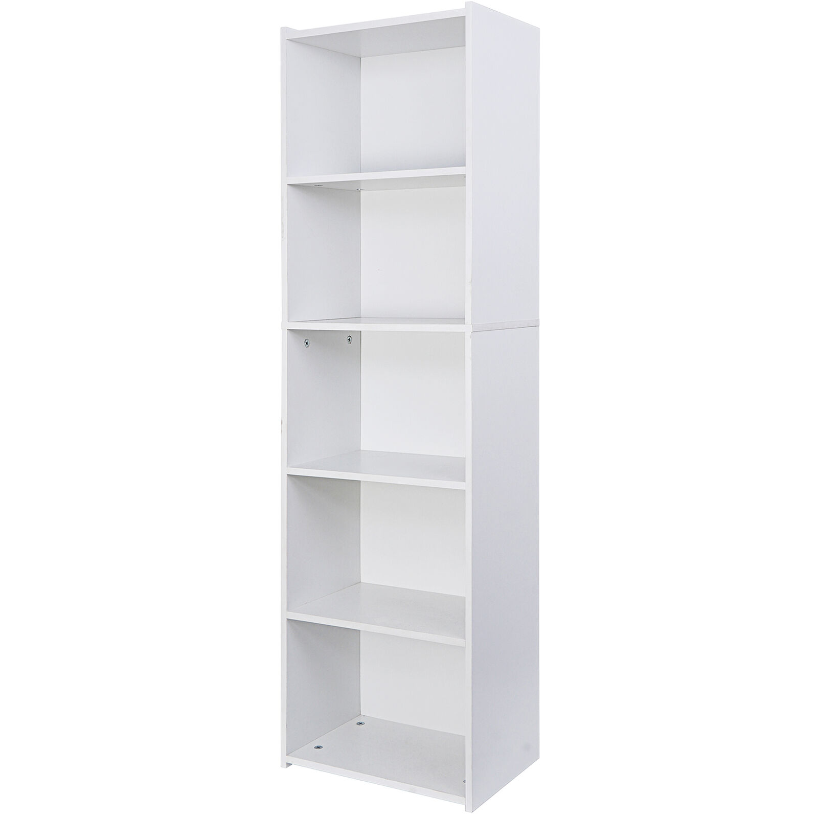 Modern 5-Tier White Bookcase for Living Room Organization