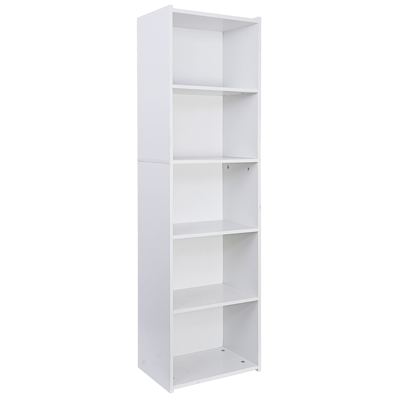 Modern 5-Tier White Bookcase for Living Room Organization