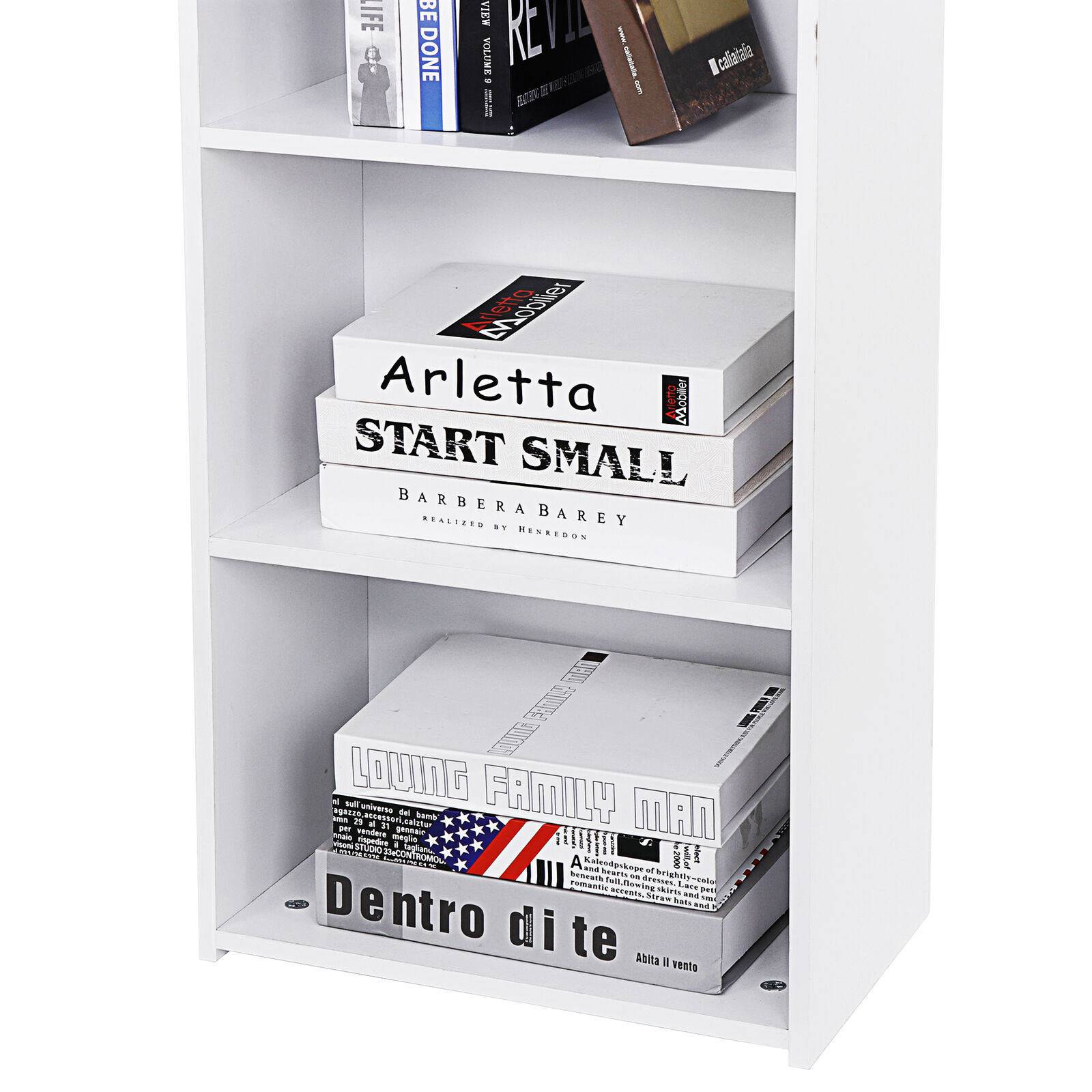 Modern 5-Tier White Bookcase for Living Room Organization