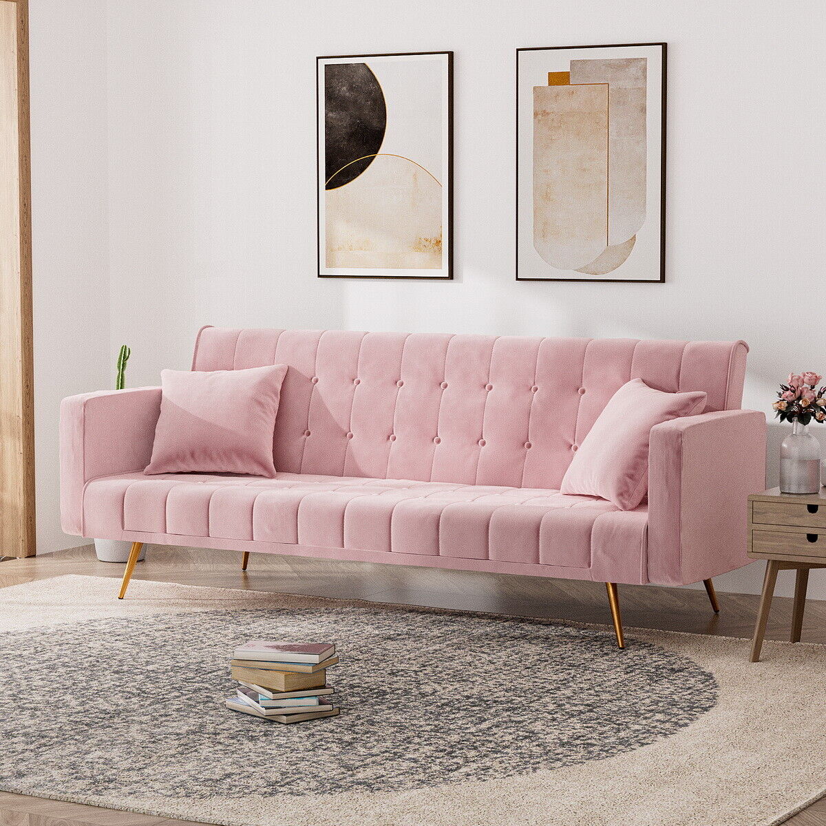Velvet Convertible Sofa Bed: Comfy Recliner Daybed