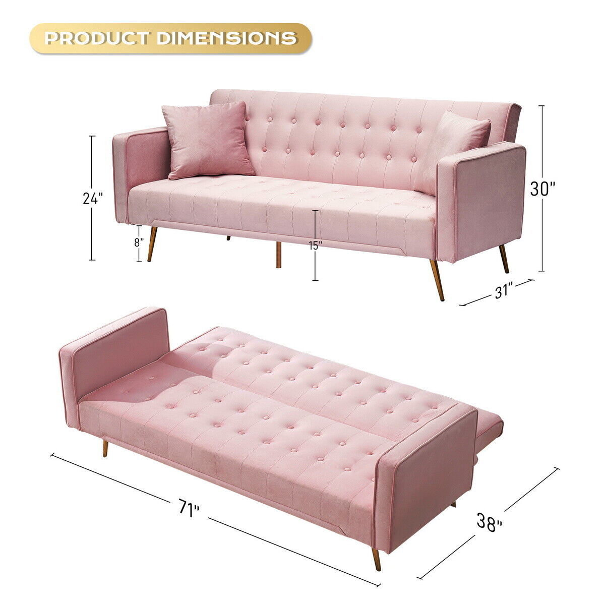 Velvet Convertible Sofa Bed: Comfy Recliner Daybed