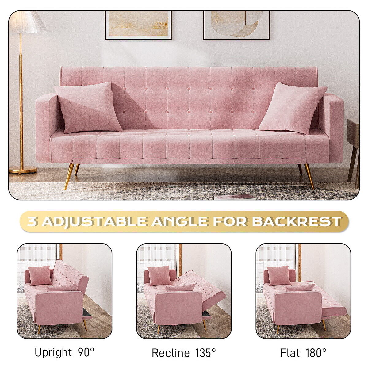 Velvet Convertible Sofa Bed: Comfy Recliner Daybed