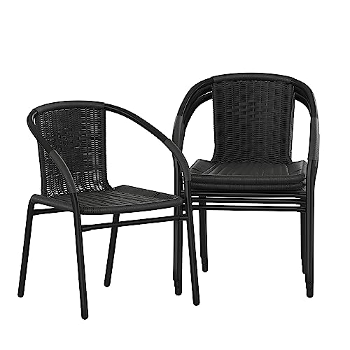 Lila 4 Pack Black Rattan Stack Chair | Versatile and Stylish