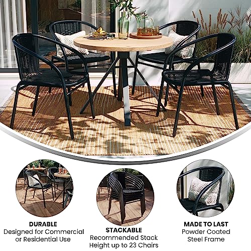 Lila 4 Pack Black Rattan Stack Chair | Versatile and Stylish