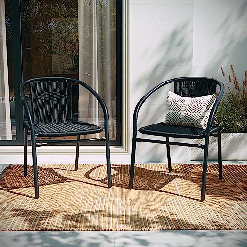 Lila 4 Pack Black Rattan Stack Chair | Versatile and Stylish