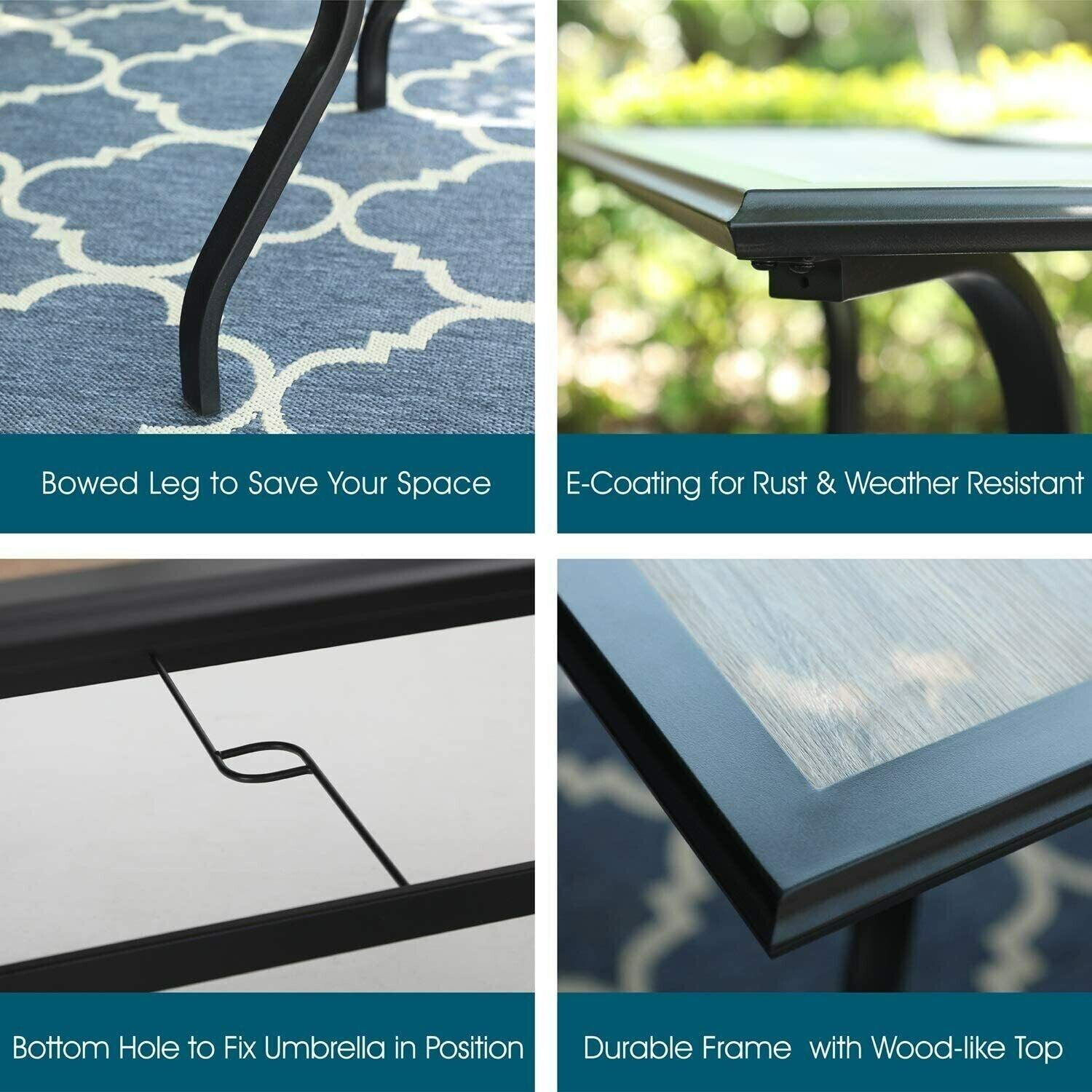 Outdoor Patio Dining Set with Wood-Like Table - 7 Pieces