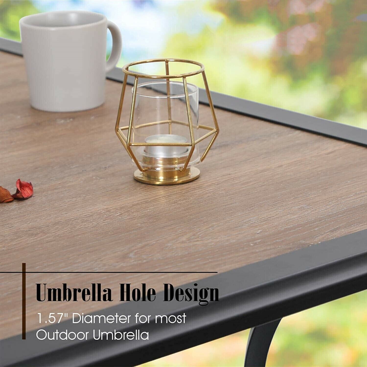 Outdoor Patio Dining Set with Wood-Like Table - 7 Pieces