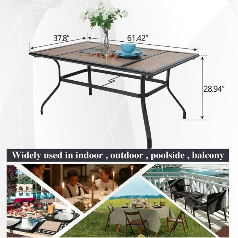 Outdoor Patio Dining Set with Wood-Like Table - 7 Pieces