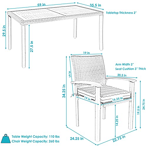 Sunnydaze Carlow 7-Piece Outdoor Dining Set - Blue Stripe