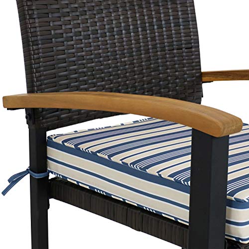 Sunnydaze Carlow 7-Piece Outdoor Dining Set - Blue Stripe