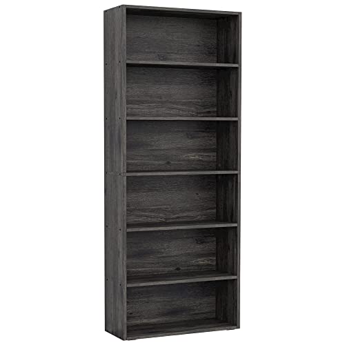IRONCK 6 Tier Floor Standing Bookshelf - Charcoal Grey