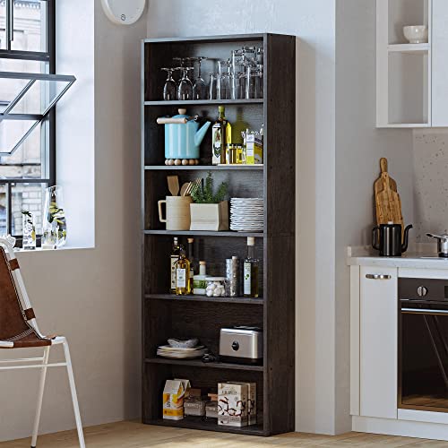 IRONCK 6 Tier Floor Standing Bookshelf - Charcoal Grey