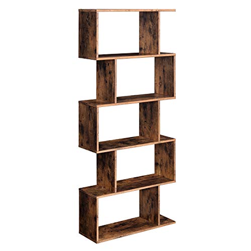Rustic Brown 5-Tier Bookshelf and Room Divider