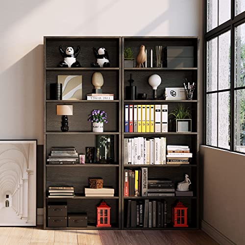 IRONCK 6 Tier Floor Standing Bookshelf - Charcoal Grey
