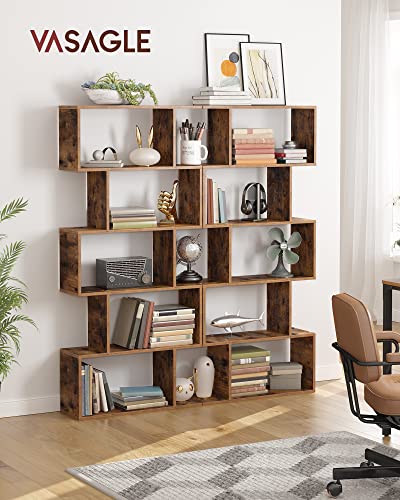 Rustic Brown 5-Tier Bookshelf and Room Divider