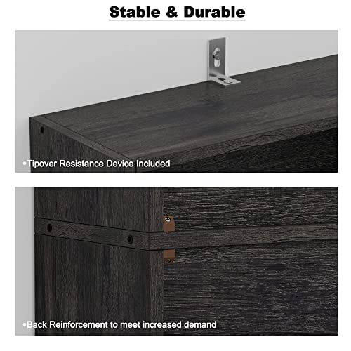 IRONCK 6 Tier Floor Standing Bookshelf - Charcoal Grey