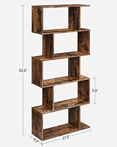 Rustic Brown 5-Tier Bookshelf and Room Divider