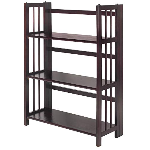 Folding Stackable Bookcase, Espresso - 27.5" Wide