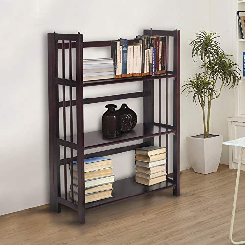 Folding Stackable Bookcase, Espresso - 27.5" Wide