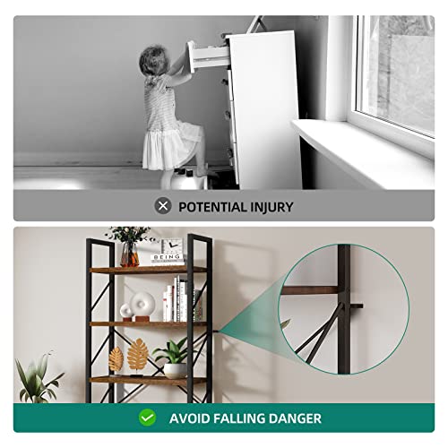 YITAHOME Rustic Brown Modern 5-Tier Bookshelf