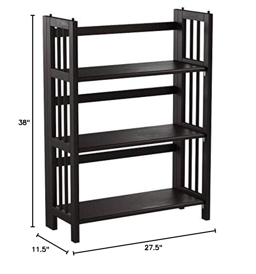 Folding Stackable Bookcase, Espresso - 27.5" Wide