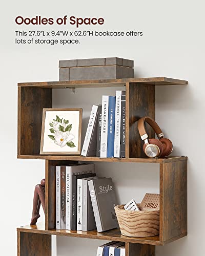 Rustic Brown 5-Tier Bookshelf and Room Divider