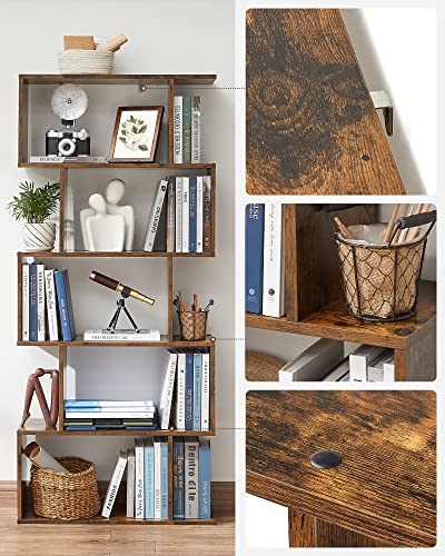 Rustic Brown 5-Tier Bookshelf and Room Divider