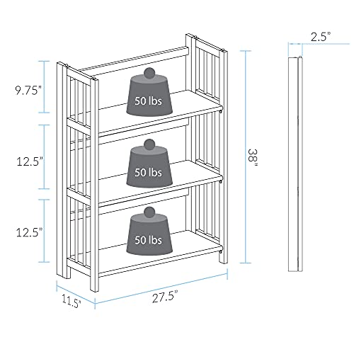 Folding Stackable Bookcase, Espresso - 27.5" Wide