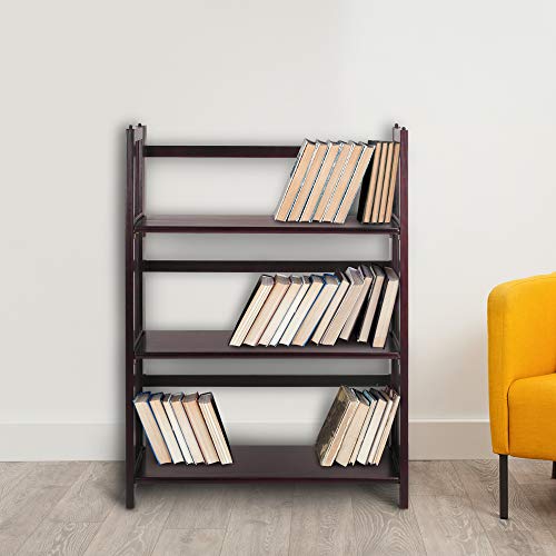 Folding Stackable Bookcase, Espresso - 27.5" Wide