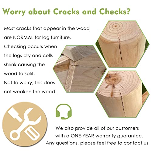 Rustic Cedar/Fir Wood Log Bench for Patio Garden